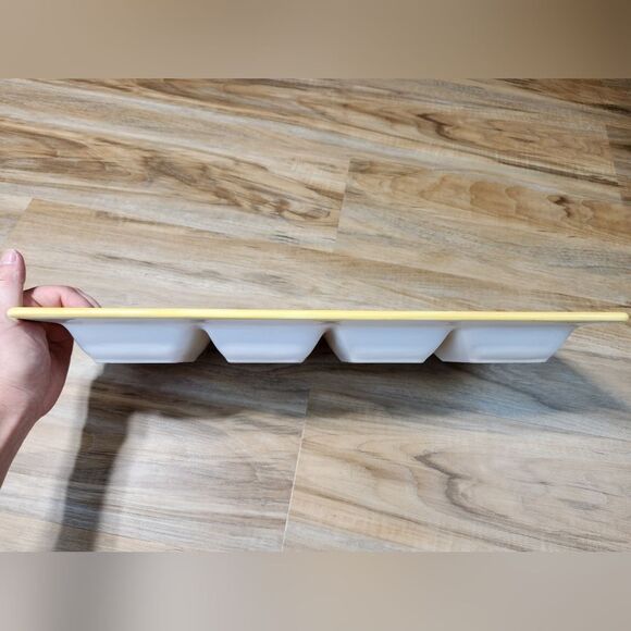 💜Certified International Yellow "Fat Chef" 4 Part Relish Serving Tray - Picture 7 of 12